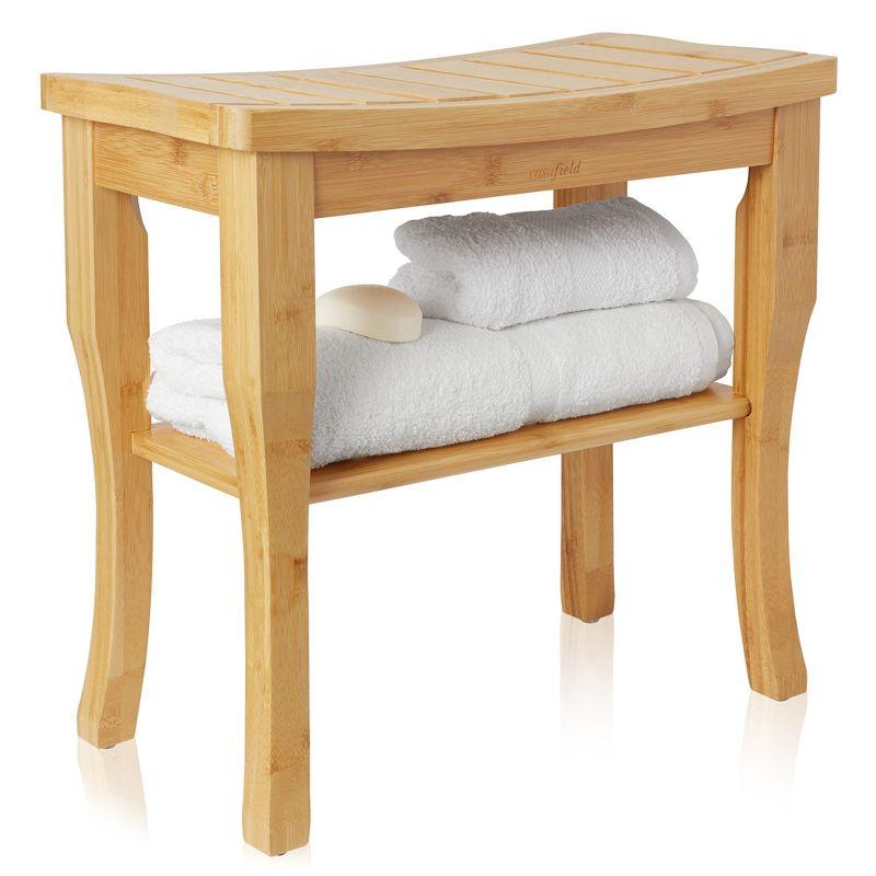 19" W Bamboo Shower Bench with Shelf