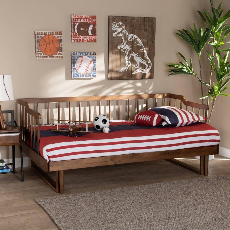 Walnut Wood Twin to King Spindle Daybed with Slats