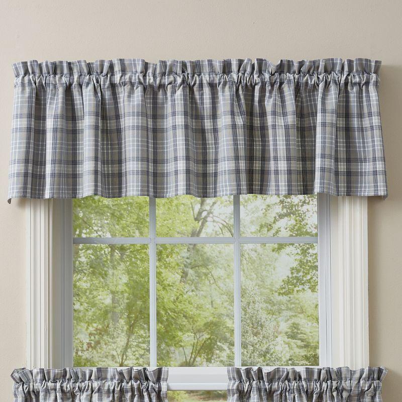 Gray Plaid Cotton Rod Pocket Window Valance