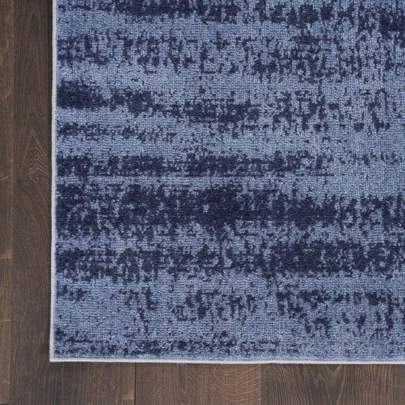 Denim Blue Abstract Reversible Outdoor Runner Rug