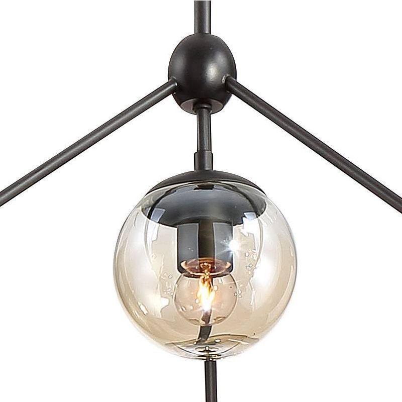 Possini Euro Design Gable Black Large Chandelier 41 1/2" Wide Mid Century Modern Cognac Glass Shade 10-Light Fixture for Dining Room Kitchen Island