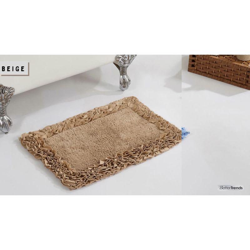 Better Trends Shaggy Boader 100% Cotton Tufted Non- Slip Backing Bath Rug 20" x 60" Runner - Beige