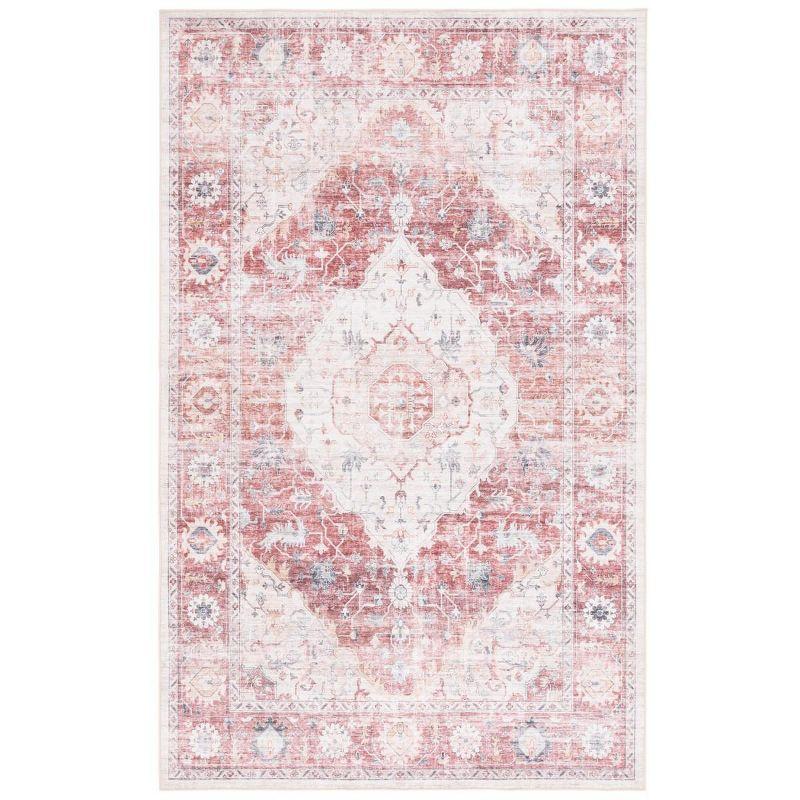 Arizona ARZ517 Power Loomed Machine Washable Area Rug - Light Red/Beige - 5'x8' - Safavieh.