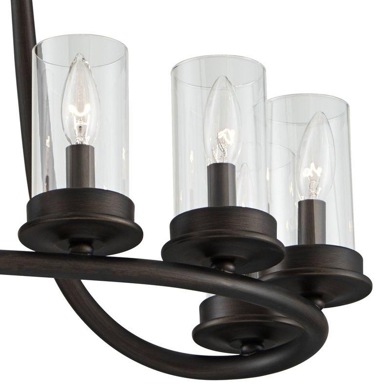 Franklin Iron Works Heritage Bronze Linear Pendant Chandelier 29 3/4" Wide Farmhouse Rustic Glass Shade 8-Light Fixture for Dining Room Kitchen Island