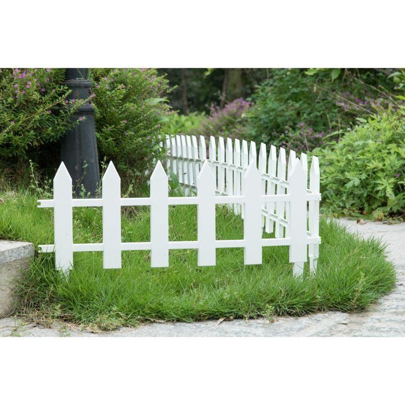 Gardenised Vinyl Wrought Iron- Look Garden Ornamental Edging, Lawn Picket Fence Landscape Panel Border, Flower Bed Barrier, One Piece