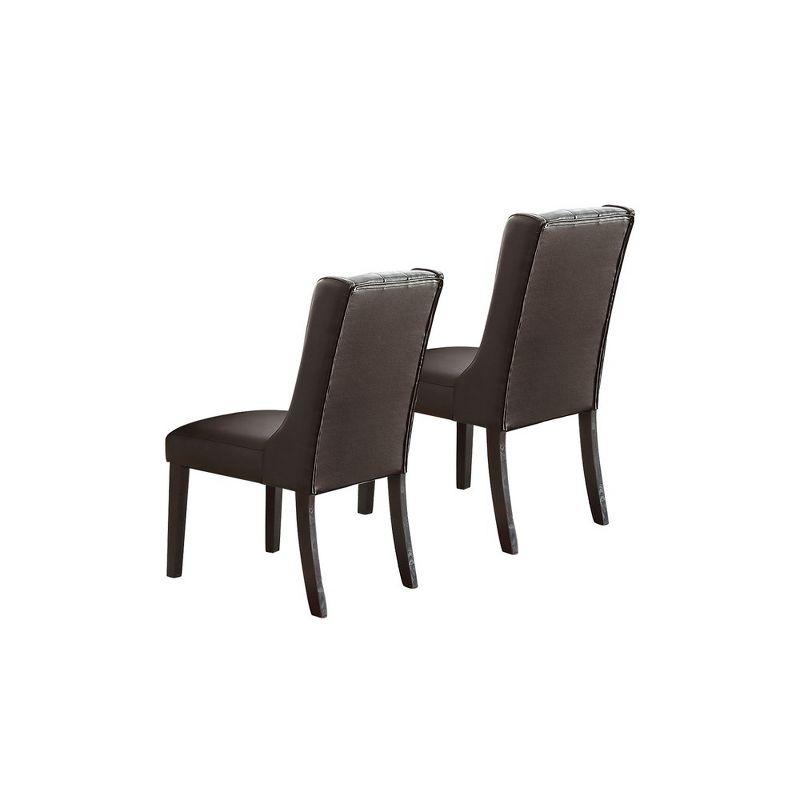 Simple Relax Set of 2 Faux Leather Dining Chairs with Button Tufted Back in Espresso