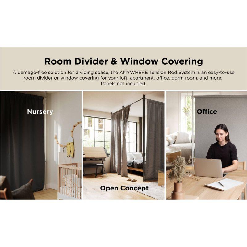 36"-66" Umbra Anywhere Curtain Rod White: Tension Mount, Metal, Smooth Finish, 5-Year Warranty, 15 lb Capacity