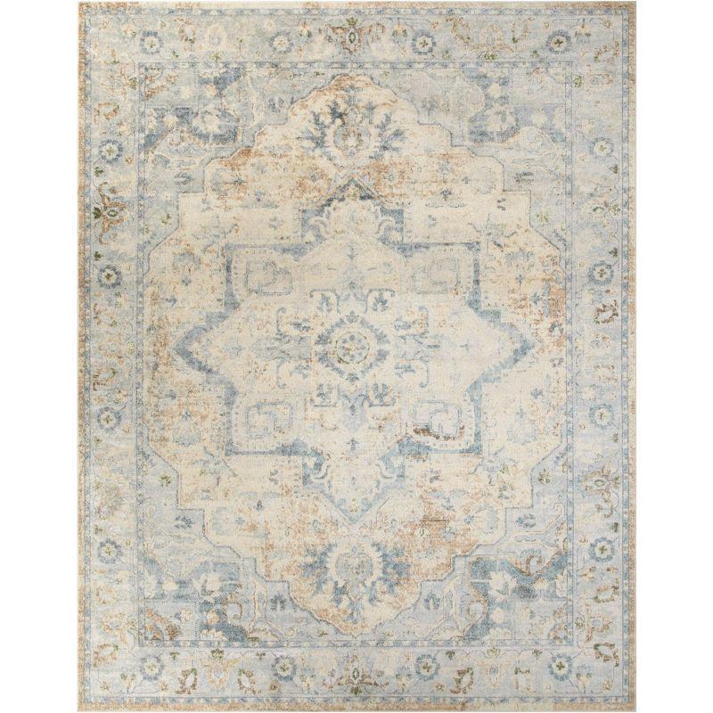 Nourison Astra Machine Washable Vintage Medallion Indoor Rug Beige Blue 9' x 12'