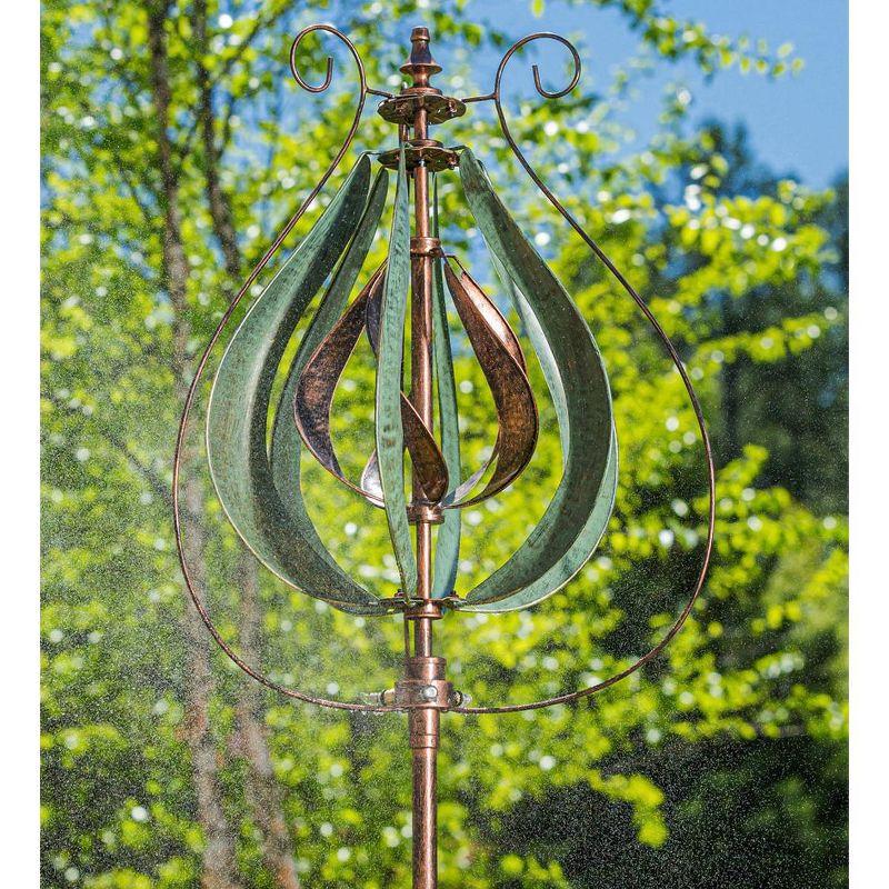 Copper and Verdigris Tulip Misting Wind Spinner with Helix Design