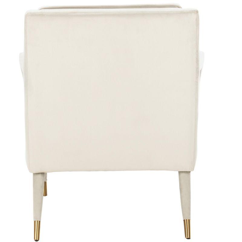 Elegant Silver Velvet Wood Accent Chair with Gold-Capped Legs