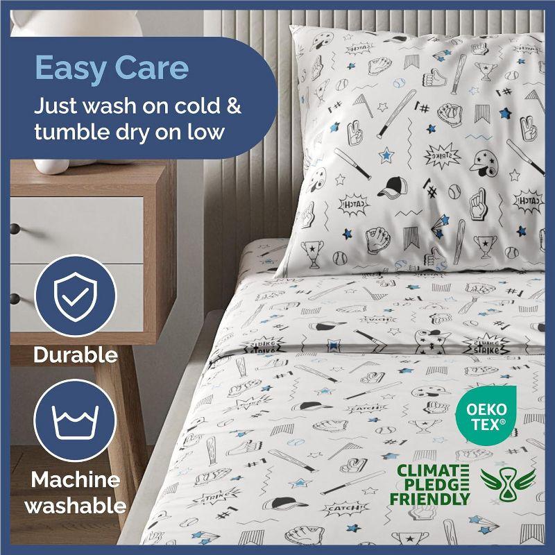 CGK Linens 4 Piece Kids Microfiber Sheet Set - Wrinkle Free - Cute, Cozy, Soft