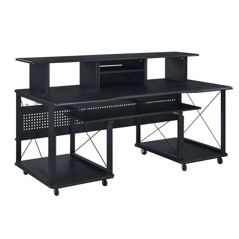 Acme Furniture Megara 72" Decorative Bookshelf Cherry and Black: Sturdy Metal Frame, Wood Composite Surface, Open Storage Shelf