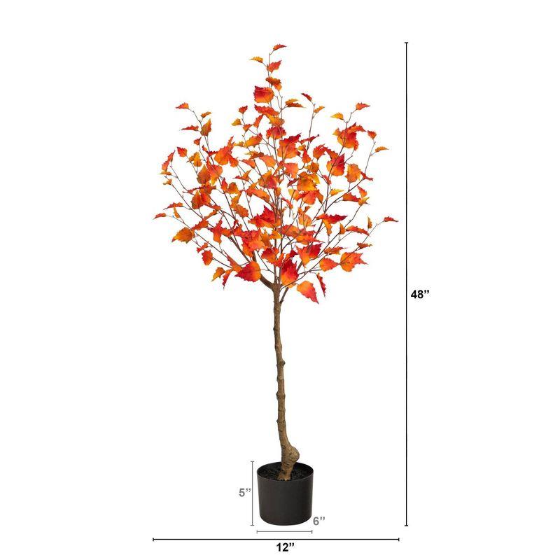 Nearly Natural 4-ft Fall Birch Artificial Autumn Tree