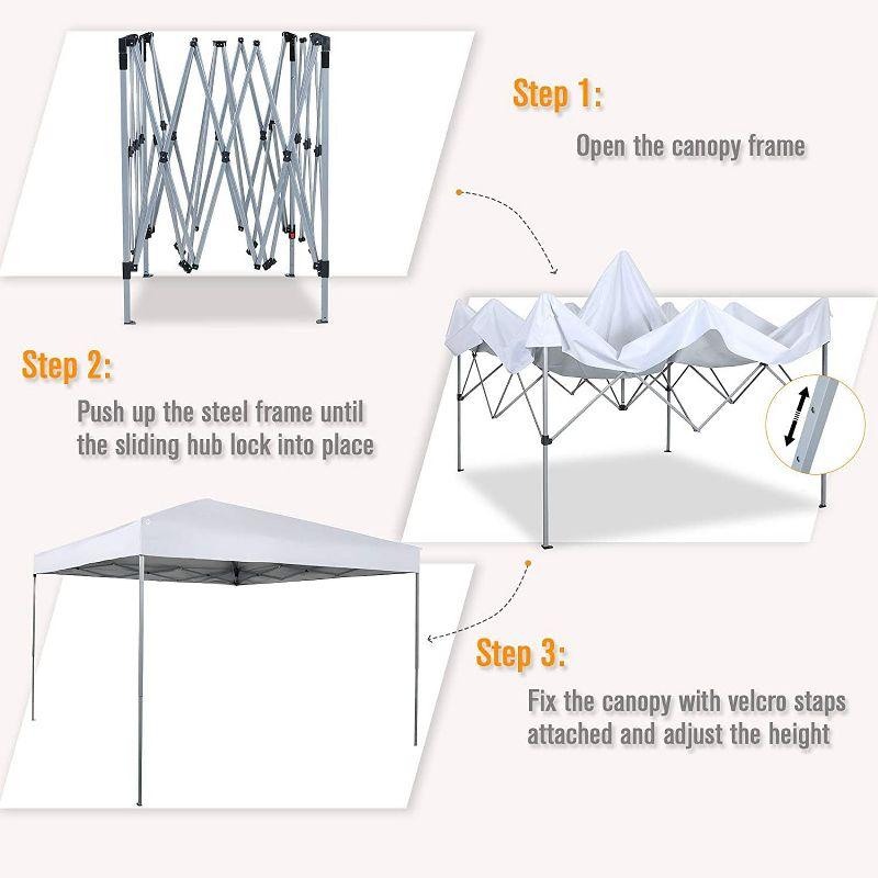 SKONYON 10' x10' Pop Up Canopy Tent Sun Shelter UV50+ Waterproof Canopy Top