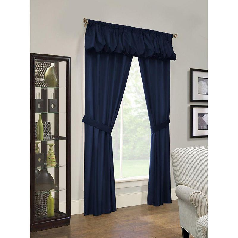 Commonwealth Thermalogic Prescott 5-Piece Window Covering Set With 3" Rod Pocket - 80"x63" - Navy