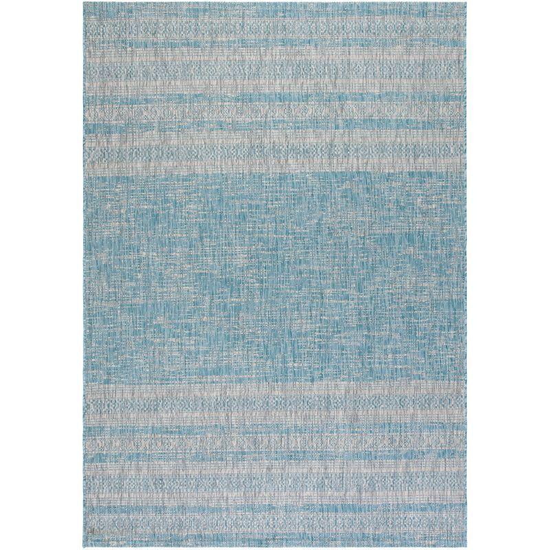 Courtyard CY8061 Power Loomed Indoor and Outdoor Area Rug - Aqua/Grey - 8'x10' - Safavieh