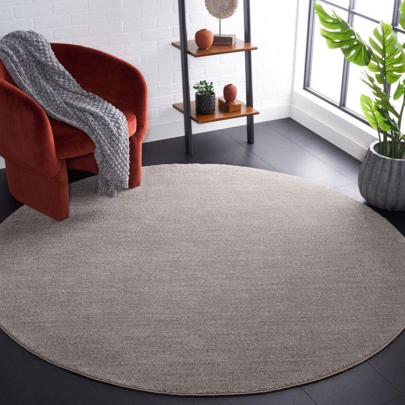 Lasa Light Grey Round Hand-Knotted Synthetic Area Rug