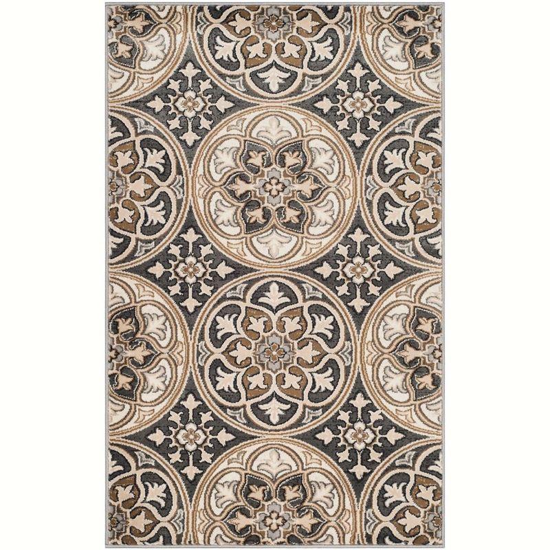 Lyndhurst LNH341 Power Loomed Area Rug - Light Grey/Beige - 4'x6' - Safavieh