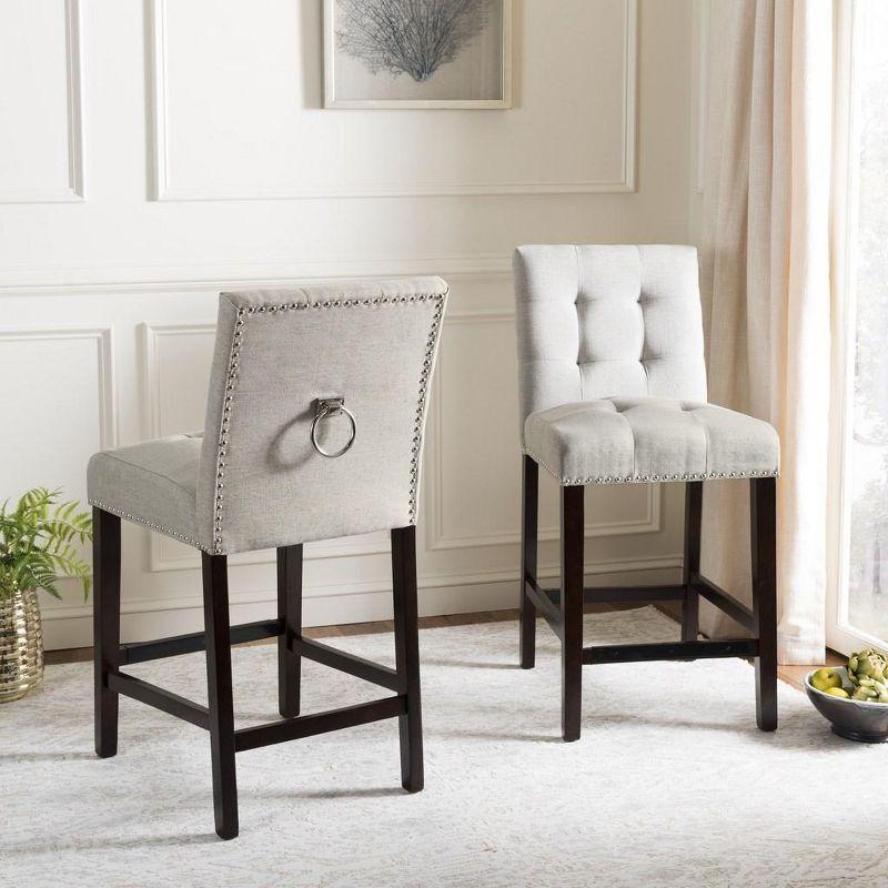 Nikita Counter Stool (Set of 2) - BST6303 - Light Grey/Espresso - Safavieh