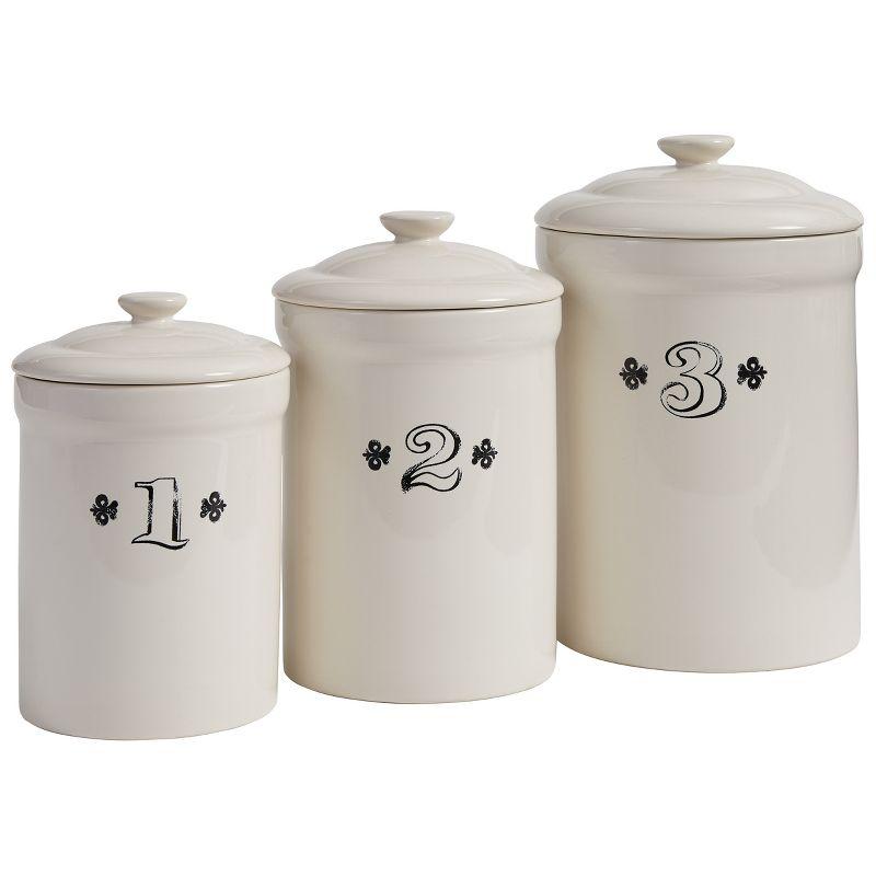 Cream Ceramic Numbered Canister Set with Airtight Lids