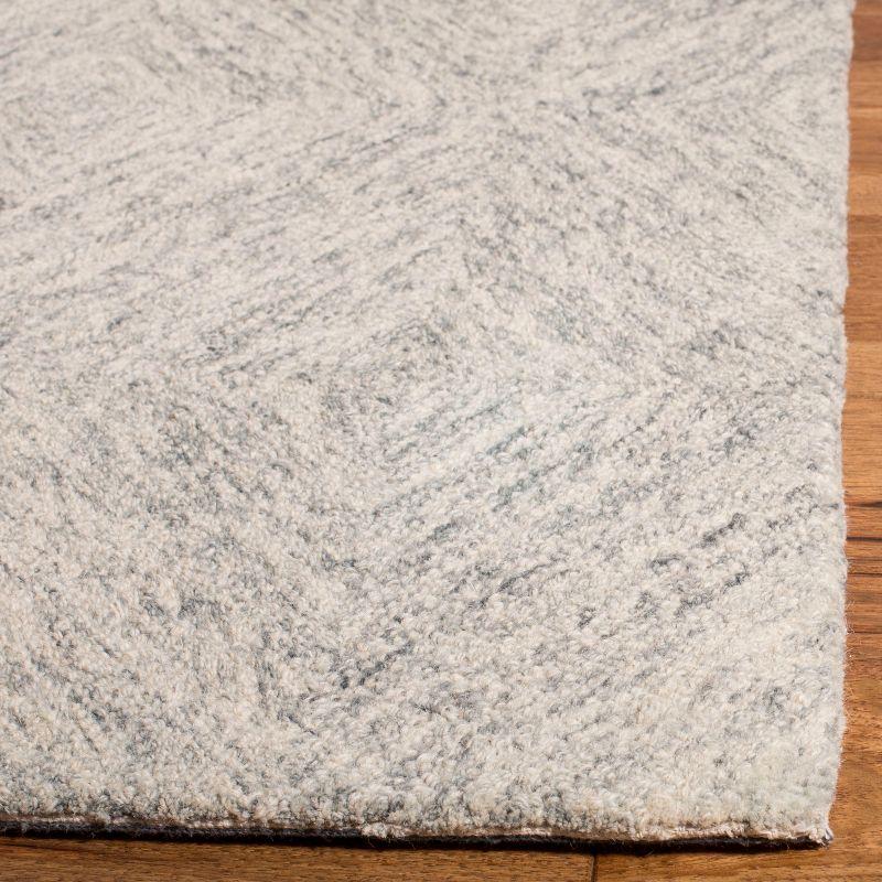 Handmade Gray Geometric Tufted Wool Area Rug, 4' x 6'