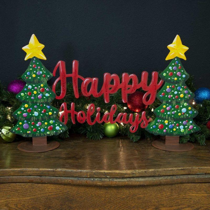 Round Top Collection 14.25" Merry & Bright Tree Centerpiece Christmas Holidays  -  Freestanding Signs