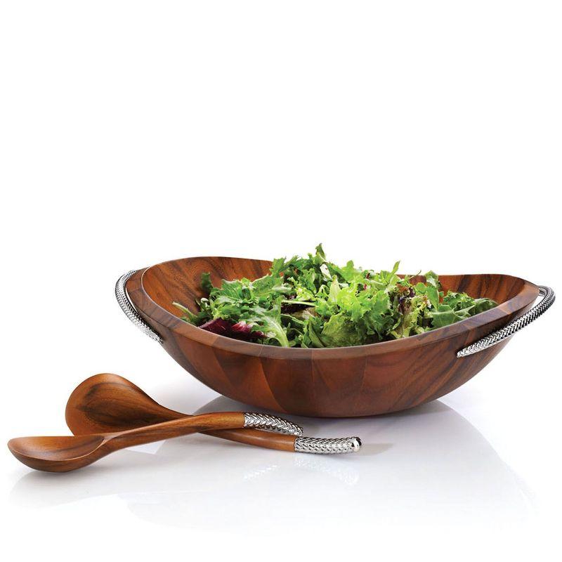 Nambe Braid Salad Bowl W/ Servers