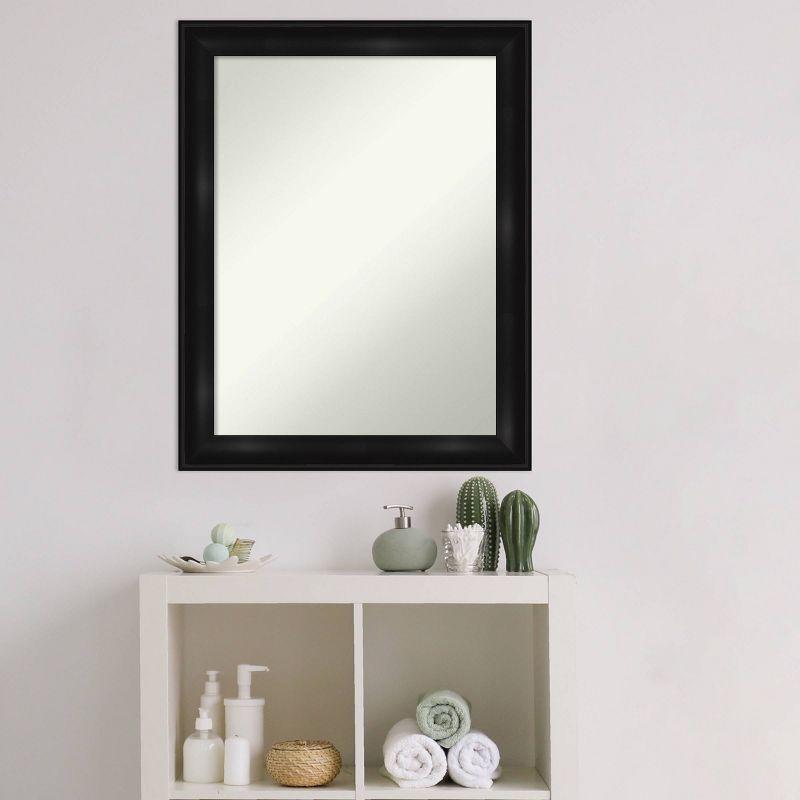 22" x 28" Non-Beveled Grand Narrow Bathroom Wall Mirror Black - Amanti Art: Modern Rectangle, Wall Mount, Polystyrene Frame