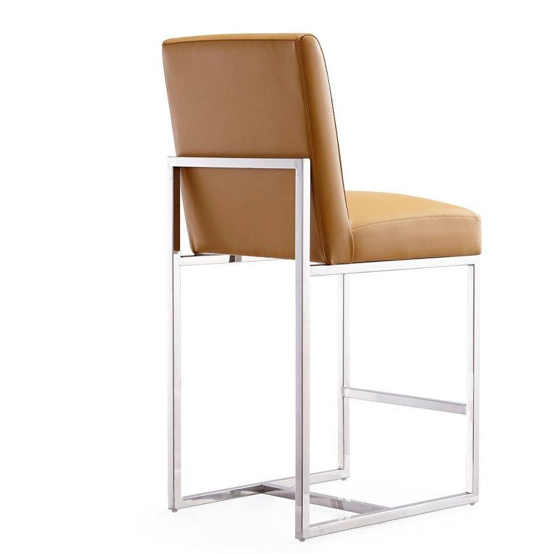 Element 22'' Camel Faux Leather & Chrome Geometric Counter Stool