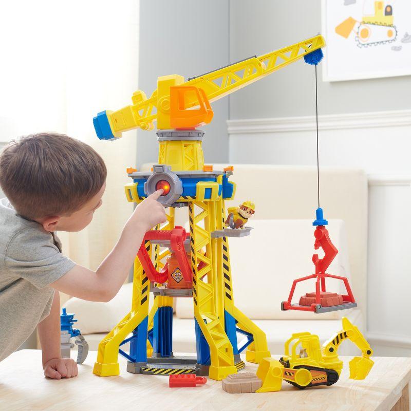 Rubble & Crew Yellow and Red Crane Tower Playset with Bulldozer