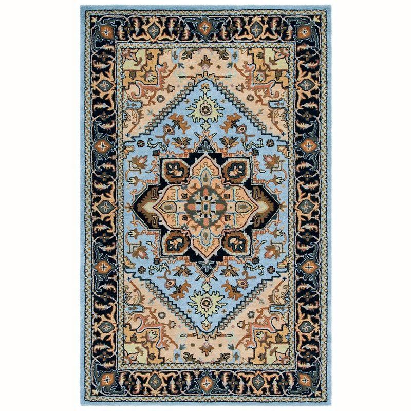 Heritage HG625 Handmade Area Rug - 5'x8' - Blue/Light Brown - Safavieh