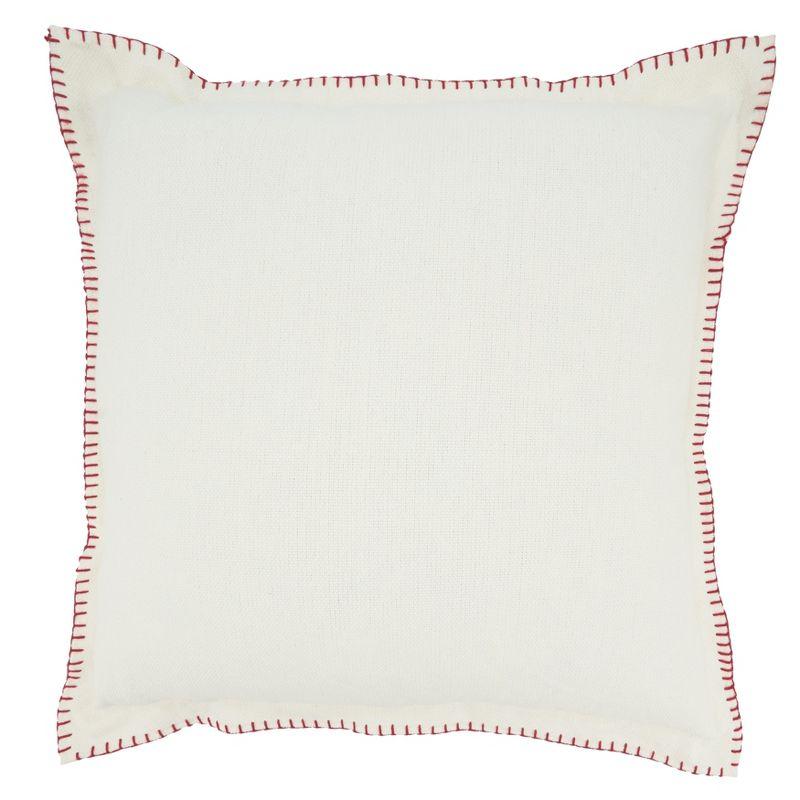 Saro Lifestyle Celena Collection Whip Stitched Flange Design Throw Pillow, White, 20"x20"