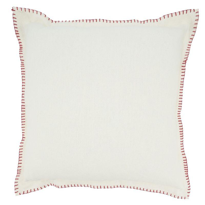 White and Red Whip Stitched Square Throw Pillow, 20x20