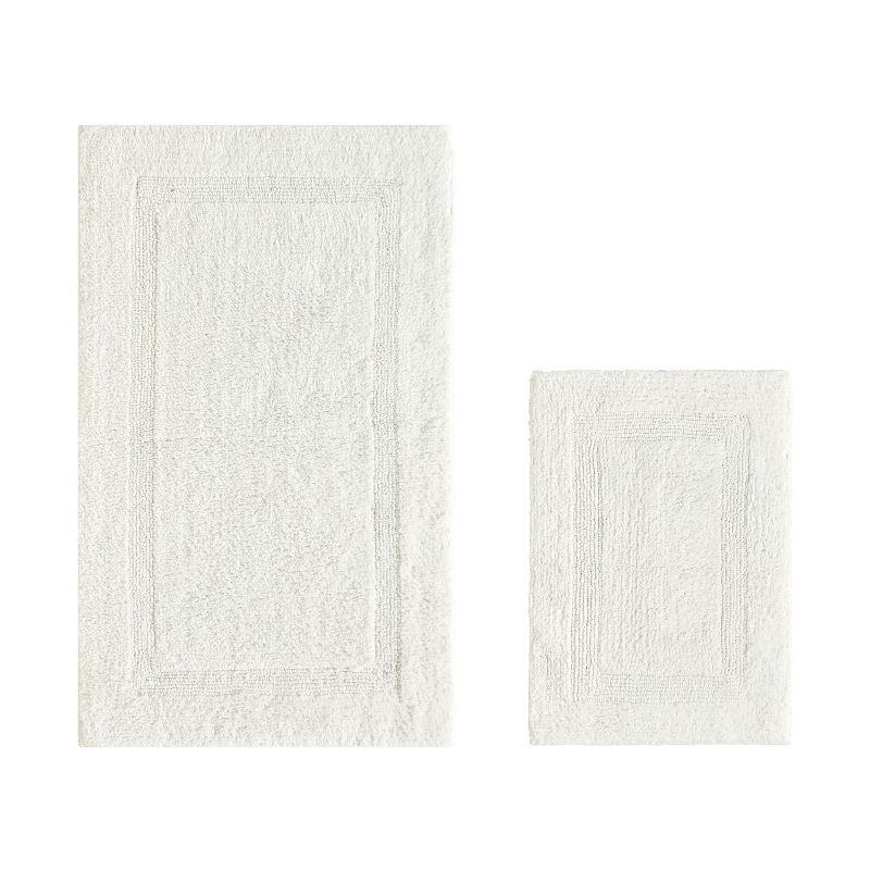 Better Trends Lux 100% Cotton Tufted Solid Reversible Bath Rug Set 2 PC (17" x 24" | 24" x 40") - Ivory