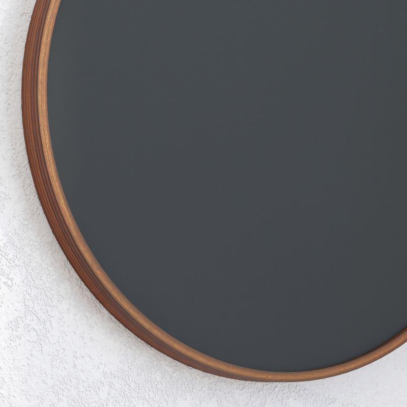 Inbox Zero Round Magnetic Wall Chalkboard With Rustic Brown Frame