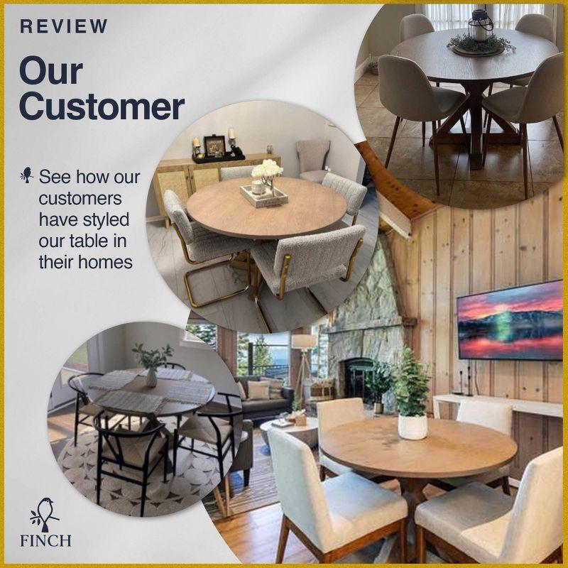 Finch Alfred Round Solid Wood Rustic Dining Table