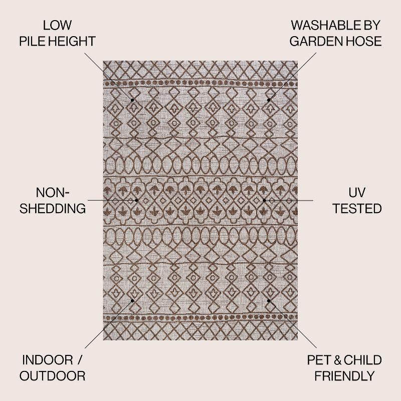 3'x5' Kafel  Bohemian Indoor/Outdoor Area Rug, Beige/Brown - JONATHAN Y