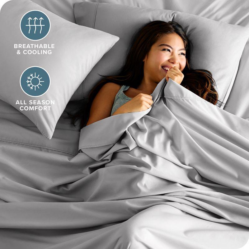 California King Light Grey 4 Piece Ultra-Soft Double Brushed Sheet Set by Bare Home
