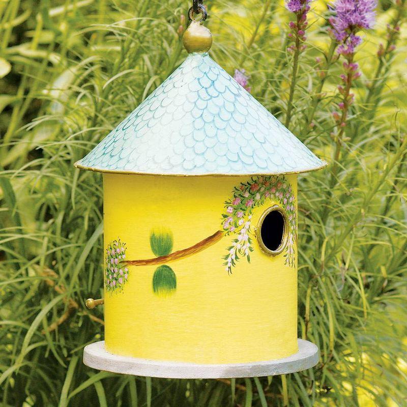 12" Iron Hand Painted Bastion Cottage Birdhouse - ACHLA Designs: Weather-Resistant Metal, No Assembly Required