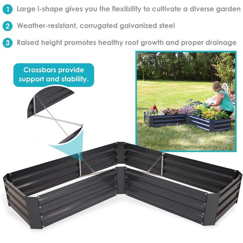 Sunnydaze Outdoor Galvanized Steel L-Shaped Raised Garden Bed for Plants, Vegetables, and Flowers - 59.5" - Dark Gray