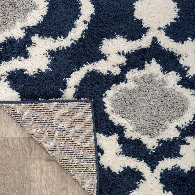 World Rug Gallery Cozy Moroccan Trellis Shag Area Rug - Navy 6'6" x 9'