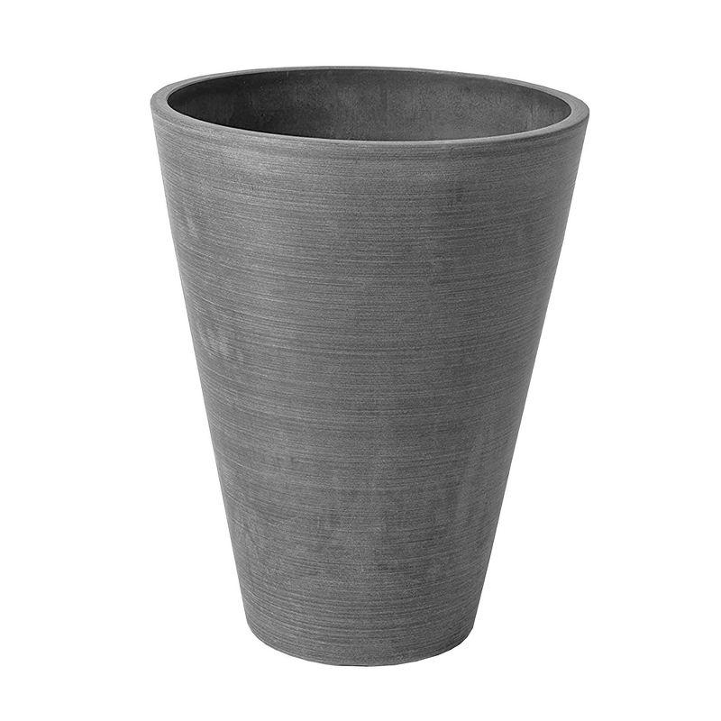 Algreen Valencia Round Taper Planter, Textured Charcoal, 10in