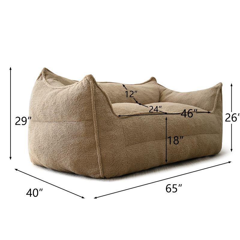 Bailan Teddy Loveseat Sofa,Upholstered Teddy Fabric Bean Bag Loveseat for Small Space-Maison Boucle