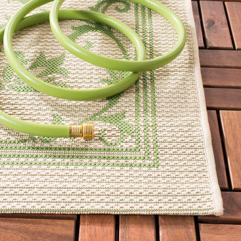 Courtyard CY2098 Power Loomed Indoor and Outdoor Area Rug - Natural/Olive - 7'10"x7'10" - Safavieh