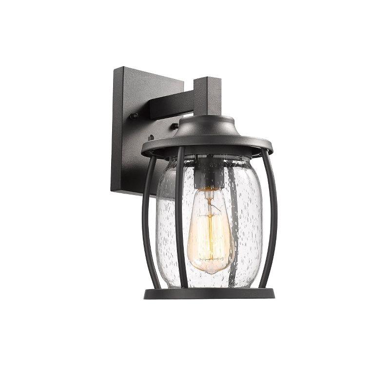 Chloe Lighting Jackson Transitional 1 Light Textured Black Outdoor Wall Sconce 12" Tall