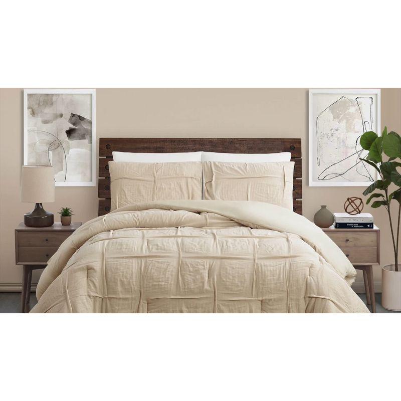 Riley Pleated Comforter Set in Natural