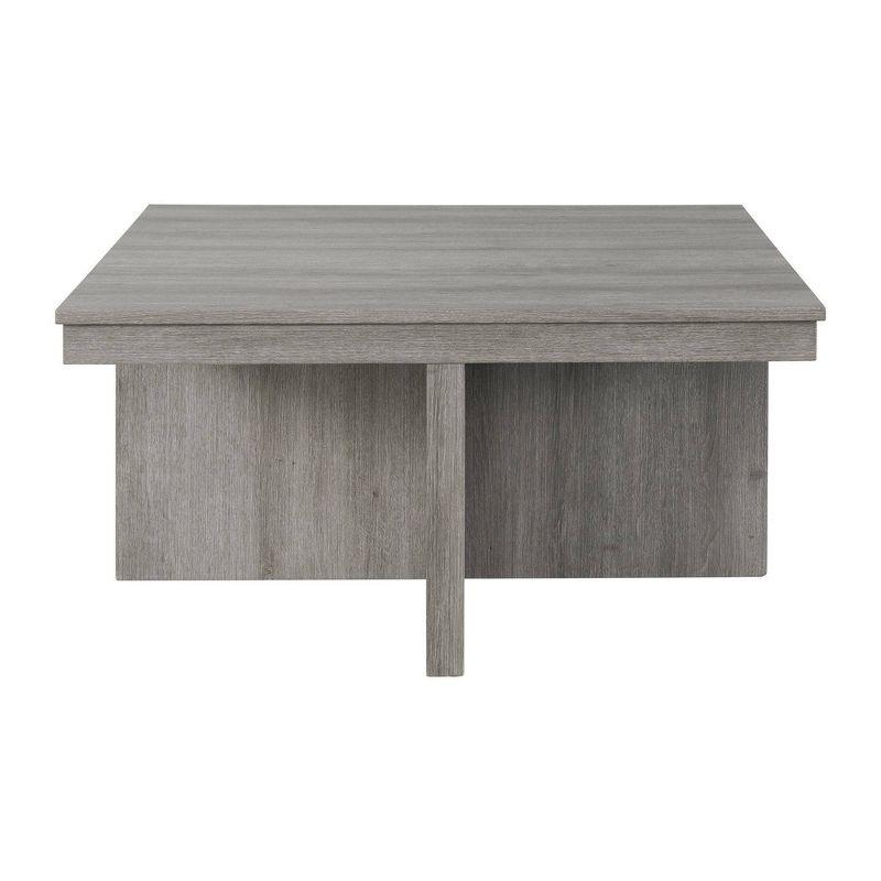 Gray Square Coffee Table with Four Storage Stools