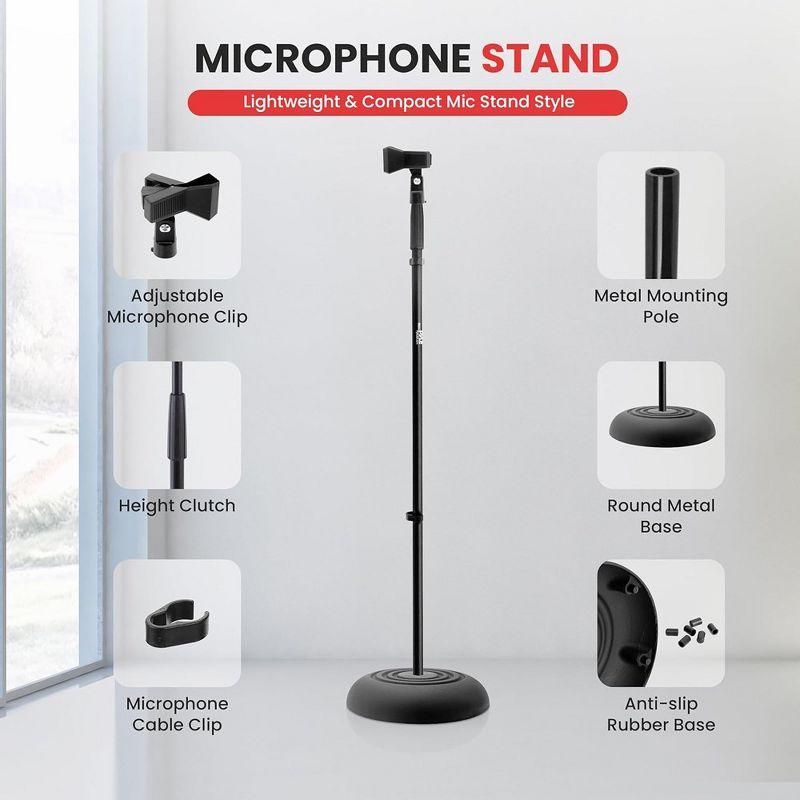 Pyle 2 - Pc Universal Compact Base Microphone Stand - Black