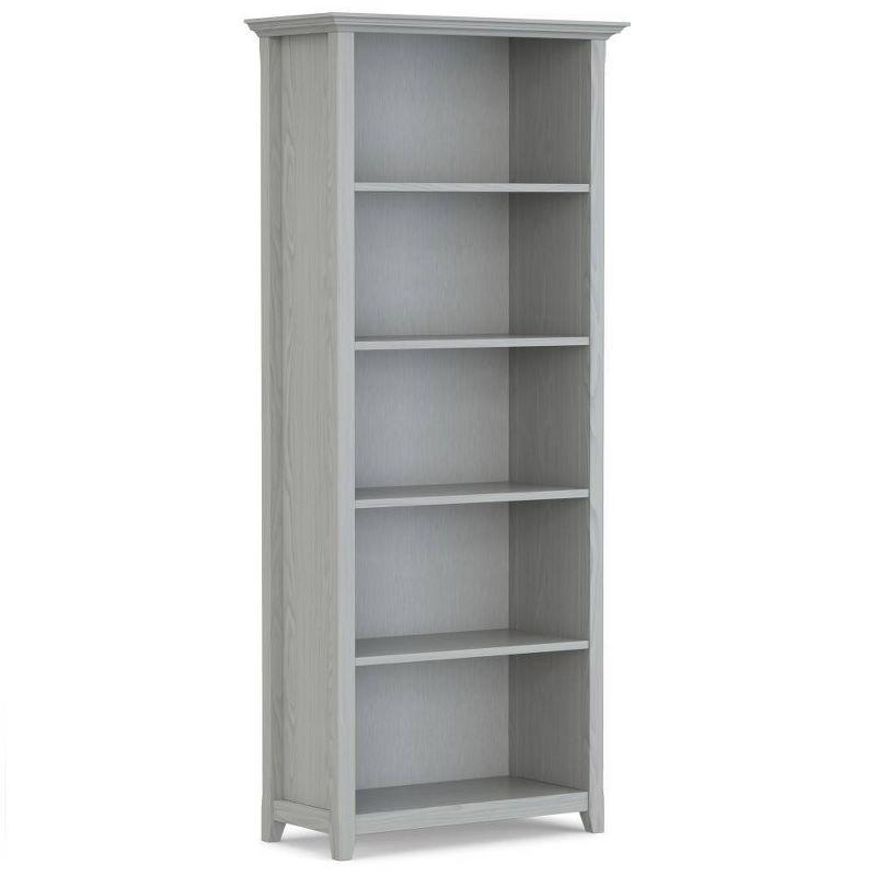 Simpli Home Amherst 30"W Solid Wood 5 Shelf Bookcase with Adjustable Shelves
