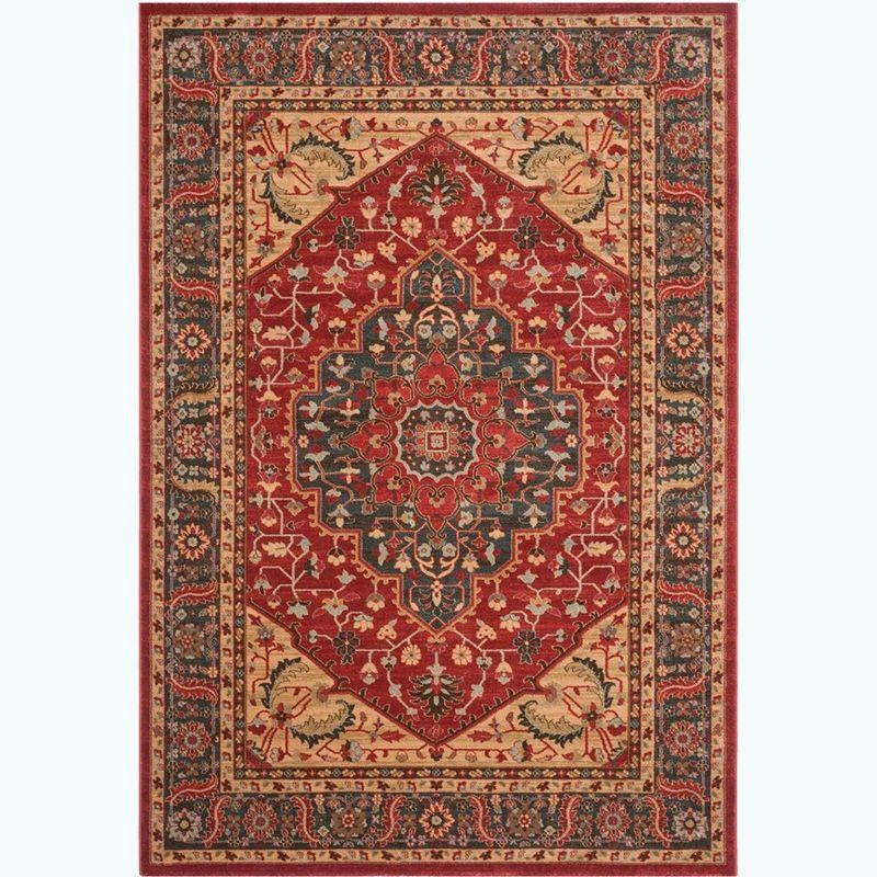 Elegant Red Synthetic 79" Tufted Rectangular Area Rug